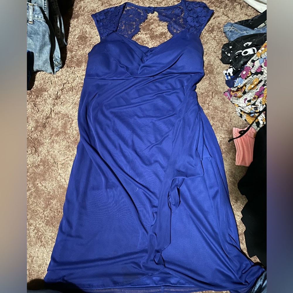Blue knee length dress